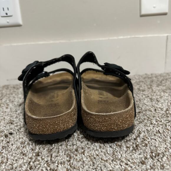 BIRKENSTOCK Unisex Arizona Sandals Size L7/M5 In Natural Leather Oiled Black - Picture 8 of 10